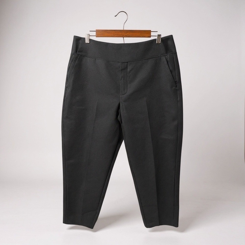 Athleta Black Wide Leg‎ Cropped Pants Women's Size 16 Elastic Waist